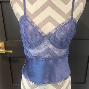Victoria’s Secret Elegant 100 Percent Silk Lace Chemise in Periwinkle Blue SizeM